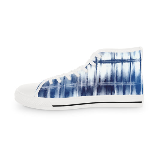 Men's High Top Shibori Sneakers in Eclipse and Indigo