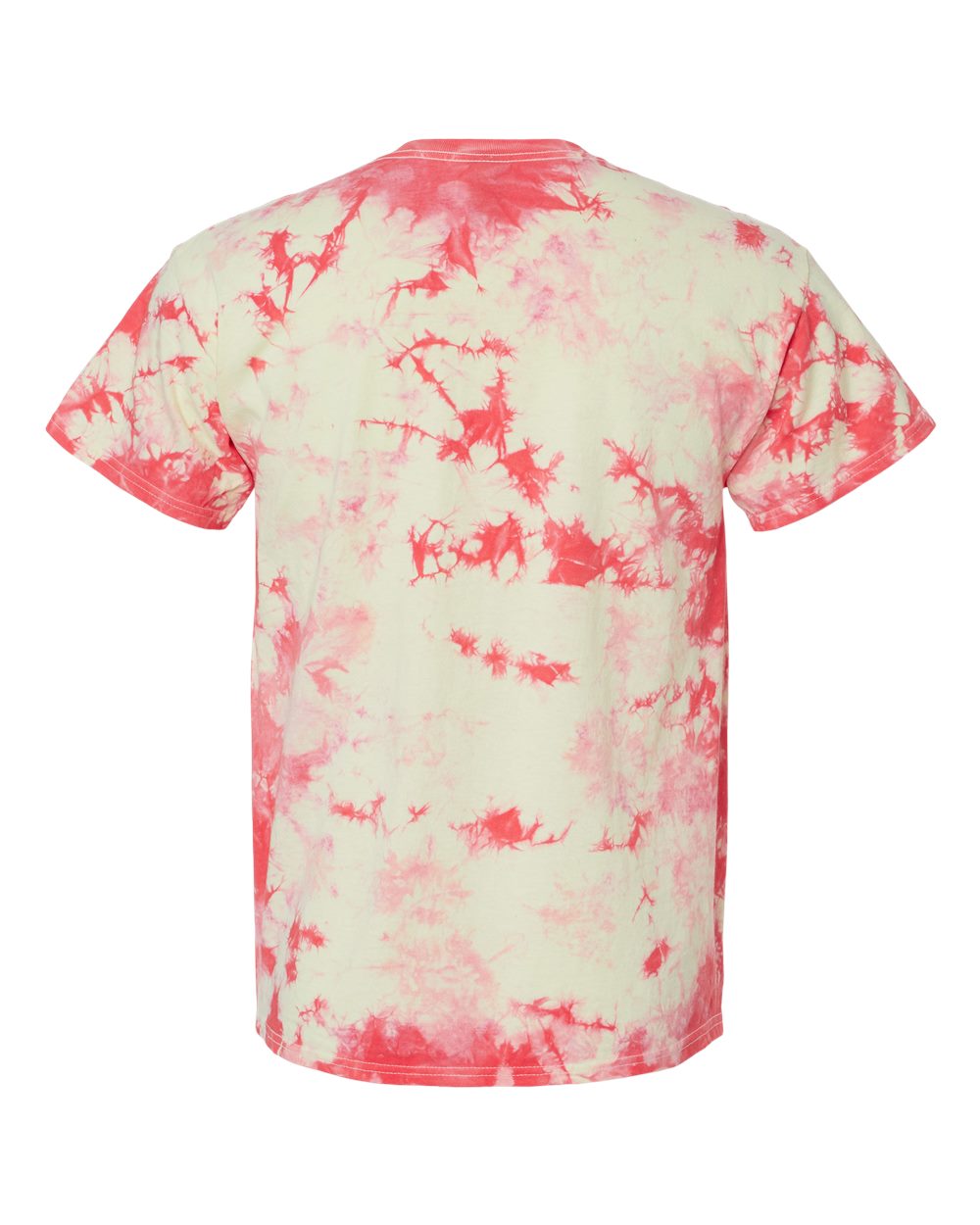 Unisex Crystal Tie-Dyed T-Shirt in Coral and Cream Yellow