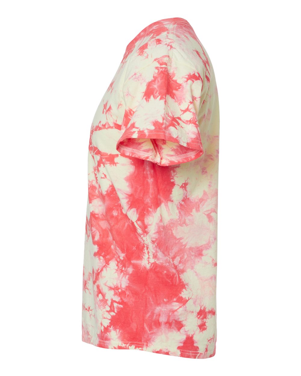 Unisex Crystal Tie-Dyed T-Shirt in Coral and Cream Yellow