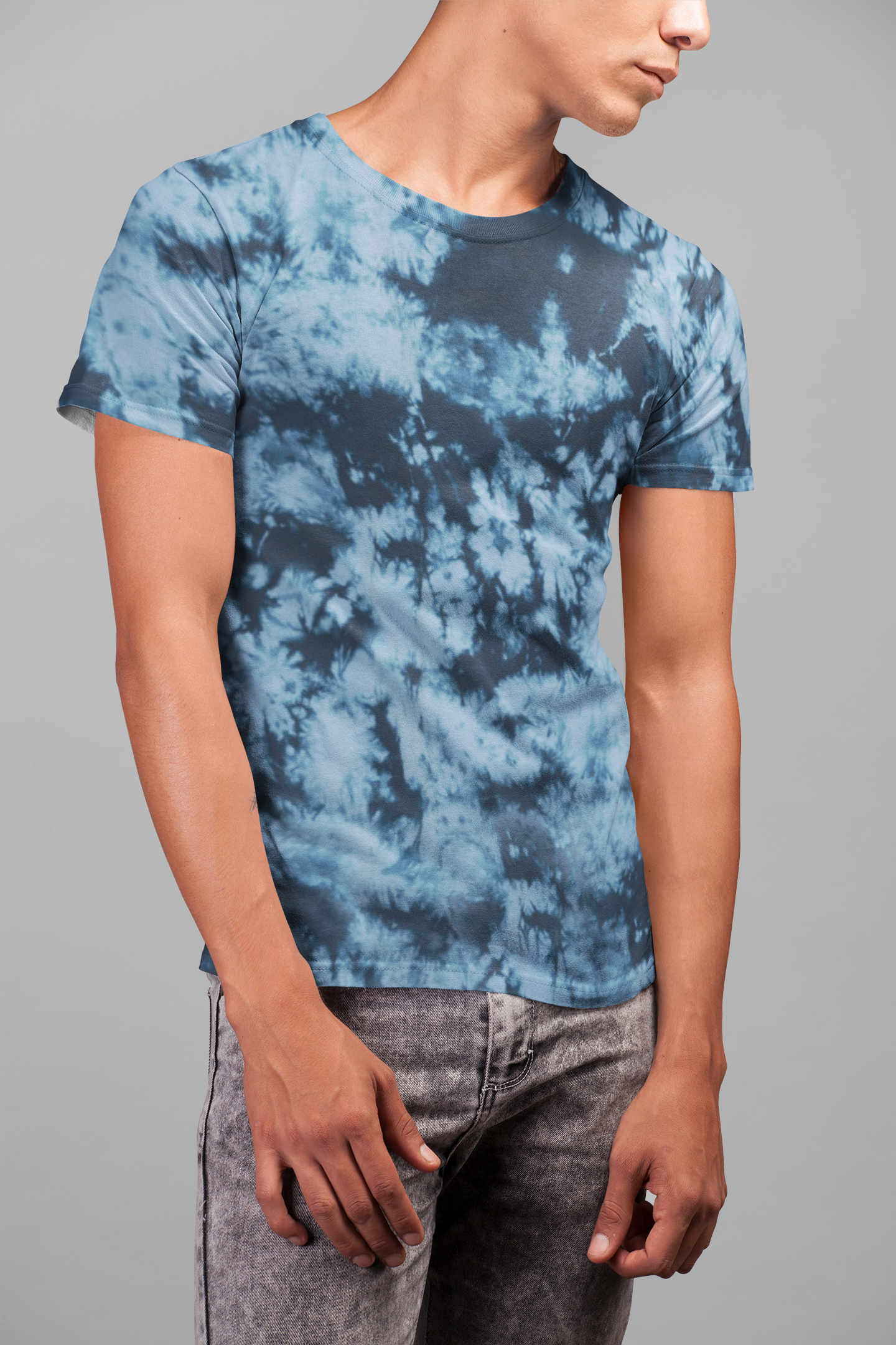 Unisex Crystal Tie-Dyed T-Shirt in Nebula Navy